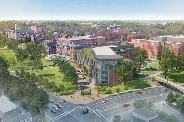 overhead shot of towson campus